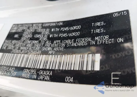 2015 Toyota 4Runner Limited z USA, uszkodzony, nr VIN JTEBU5JR1F5256548